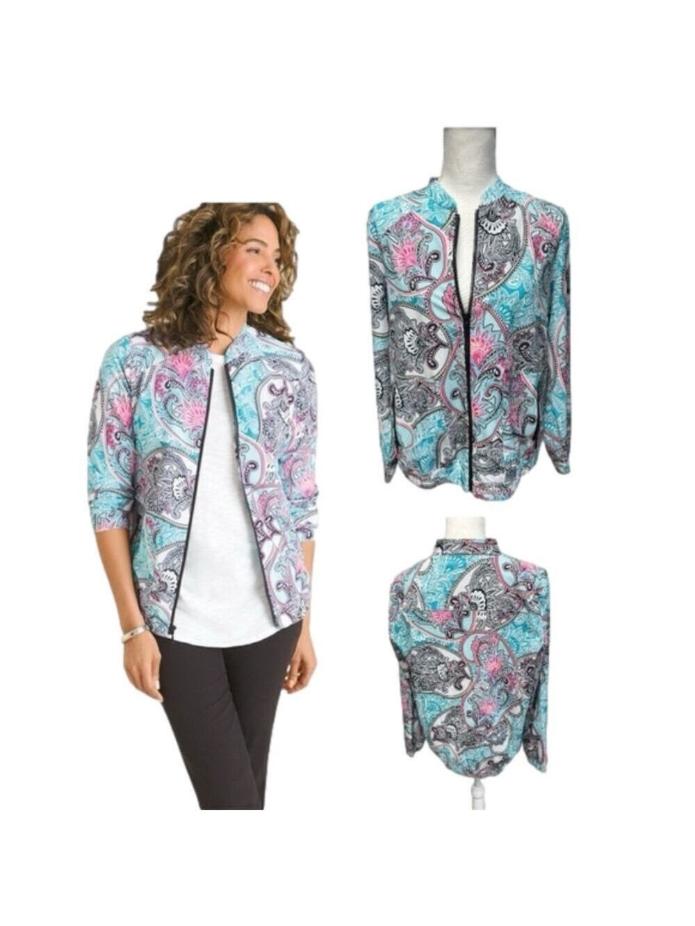 Chico’s UPF Neema Paisley Jacket Size 8/10 (M)
